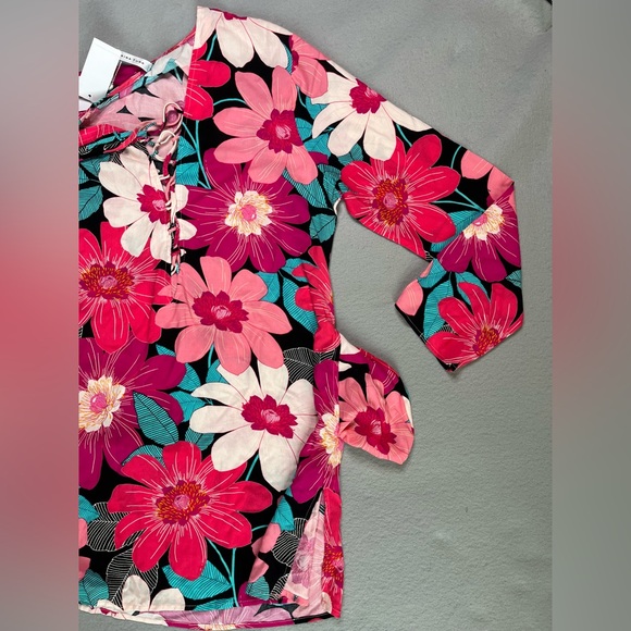 Trina Turk Multi-color Pink Floral Swim Tunic Cover-up Size L NWT vacation - Picture 13 of 15